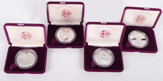 FINE SILVER 1 OZT 1987-91 S PF AMERICAN EAGLES-(4)