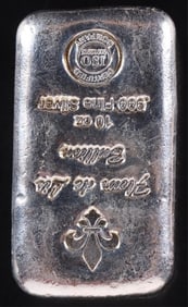 .999 FINE SILVER FLEUR DE LIS 10 T-OZ. BULLION ISO