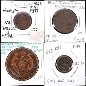 ANTIQUE CIVIL WAR & PANAMA-PACIFIC EXPO MEDALS-(4)
