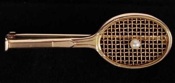 CARTIER 14K YELLOW GOLD LADIES TENNIS BROOCH
