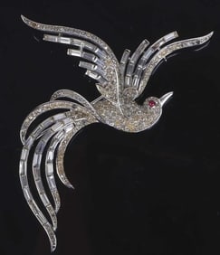 DESIGNER TRIFARI BIRD RHINESTONE LADIES BROOCH