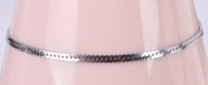 14K SOLID WHITE GOLD HERRINGBONE BRACELET