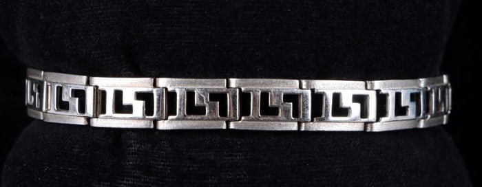 14K WHITE GOLD GREEK KEY CHAIN MEN'S BRACELET