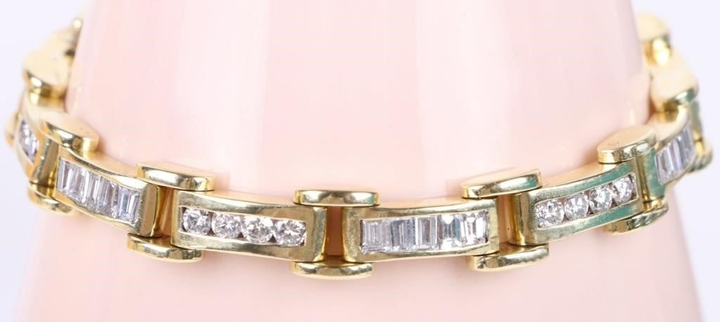 7CTW DIAMOND & 18K YELLOW GOLD LINK BRACELET (1 of 5)