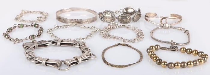 STERLING SILVER LADIES BRACELET LOT (11)