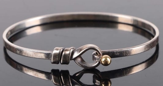 TIFFANY & CO. SILVER 18K GOLD HOOK & EYE BRACELET