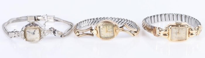 DAINTY LADIES GOLD & SILVER TONE WATCHES (3)