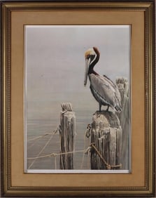 ROBERT BATEMAN 'BROWN PELICAN...' SIGNED PRINT