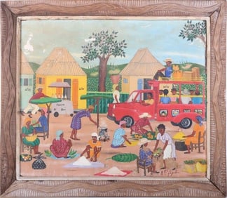 E. P. AUGUSTIN HAITIAN ORIGINAL MARKET PAINTING