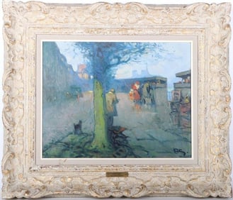 SIGNED FORTUNEY LES BOUQUINISTES OIL PAINTING