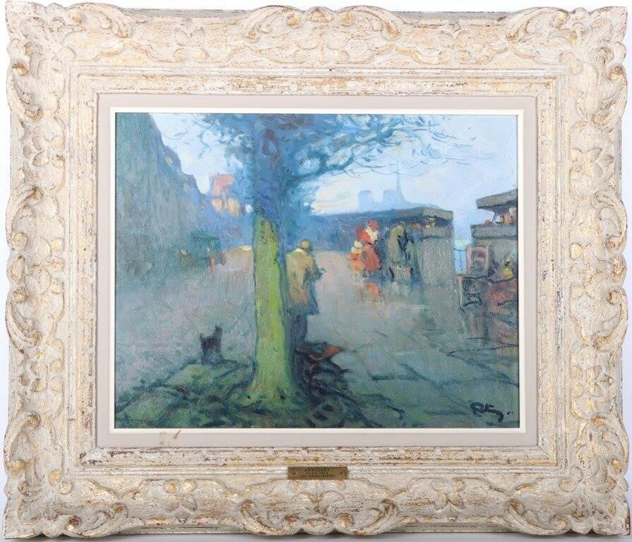 SIGNED FORTUNEY LES BOUQUINISTES OIL PAINTING (1 of 5)