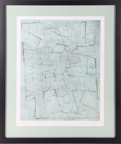 SIGNED COLLAGRAPH GEOMETRIC GHOST PLATE ART