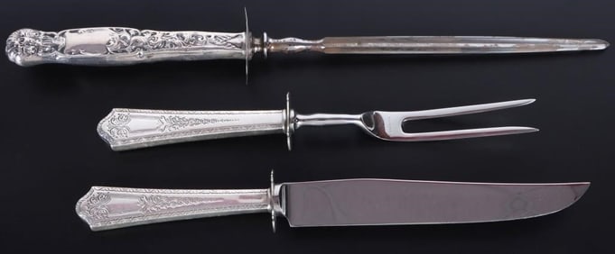 WHITING STERLING SILVER CARVING SET - LOT OF 3