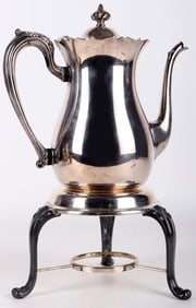 VINTAGE WEIGHTED 0.925 SILVER TEA PITCHER & STAND