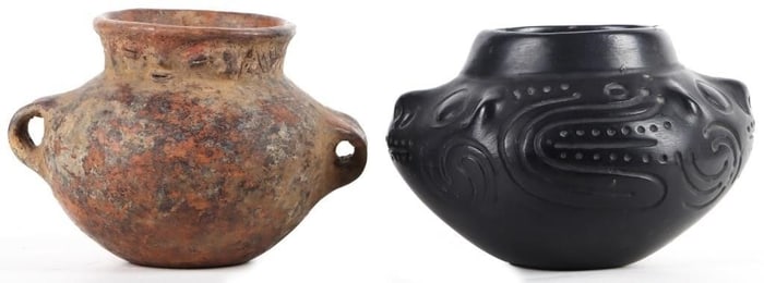 BLACKWARE POTTERY BOWL & PRE-COLUMBIAN JAR