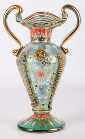 MURANO-STYLE ORNATE HAND-PAINTED FLORAL VASE