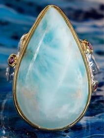 STERLING SILVER LARIMAR AMETHYST LADIES RING