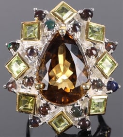 20CT NATURAL CITRINE LADIES RING SET IN STERLING