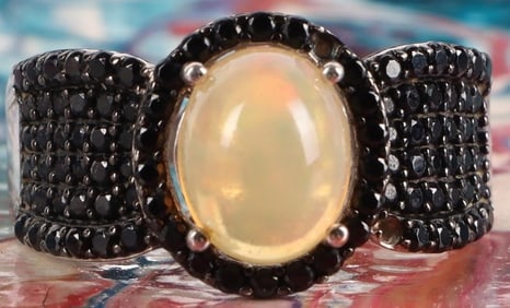 STERLING SILVER OPAL TOURMALINE LADIES RING