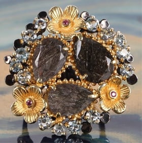 HANDMADE NATURAL RUTILATED QUARTZ STERLING RING