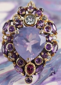 STERLING SILVER RING W/ TOPAZ AMETHYST SPINEL