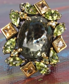 STERLING SILVER TOURMALINE LADIES COCKTAIL RING