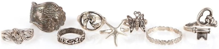 STERLING SILVER LADIES RINGS FLORA & FAUNA (8)