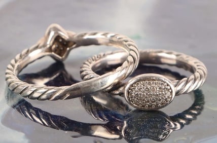 DIAMOND DAVID YURMAN STERLING SILVER RINGS