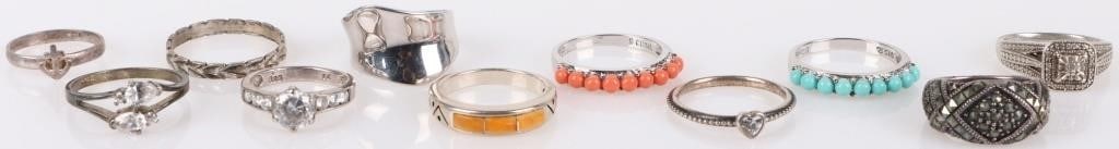 STERLING SILVER ASSORTED LADIES RINGS LOT OF 11 (1 of 6)