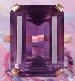 19.5 X 15.0MM AMETHYST 14K YELLOW GOLD LADIES RING