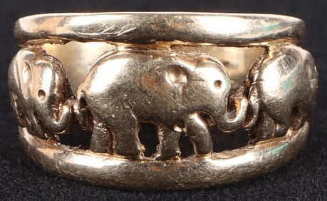 14K YELLOW GOLD ELEPHANT RING