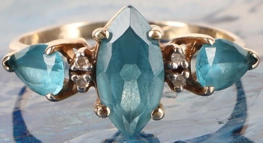 TOPAZ & DIAMOND 10K YELLOW GOLD LADIES RING