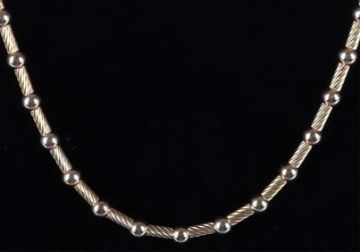 14K YELLOW GOLD BEADED LADIES NECKLACE