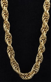 22K YELLOW GOLD ROPE CHAIN UNISEX NECKLACE