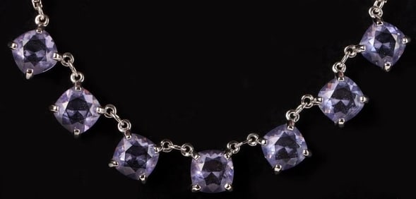 SWAROVSKI SILVER TONED INDIGO CRYSTAL NECKLACE
