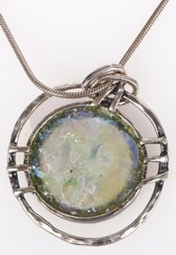 ROMAN GLASS STERLING SILVER NECKLACE W/ CERT.