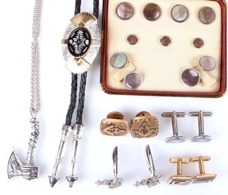 MEN'S FASHION JEWELRY NECKLACE & CUFFLINK LOT (7)