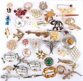 ORNATE FIGURATIVE LADIES BROOCHES AND PENDANTS--43