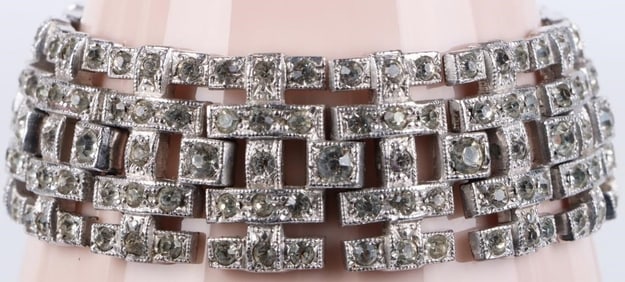 LADIES SILVER TONE RHINESTONE BRACELET