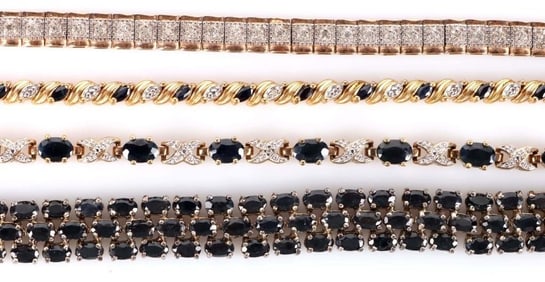 STERLING SILVER & GOLD TONE LADIES BRACELETS LOT