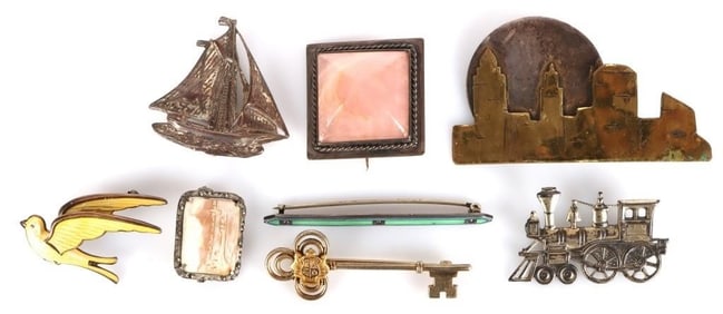 UNIQUE COLLECTION OF STERLING SILVER BROOCHES