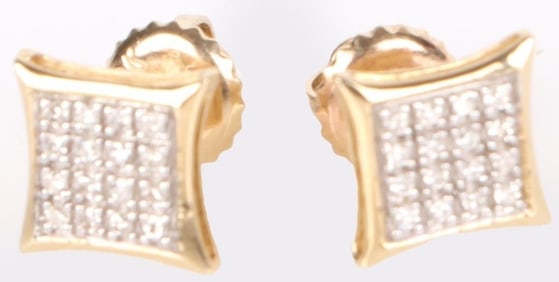0.32CTW DIAMOND 10K YELLOW GOLD SQUARE STUDS