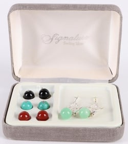STERLING SILVER INTERCHANGEABLE BEADED EARRINGS