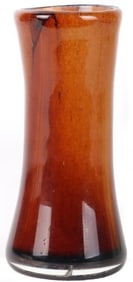 BEAUTIFUL AMBER COLOR HAND BLOWN ART GLASS VASE