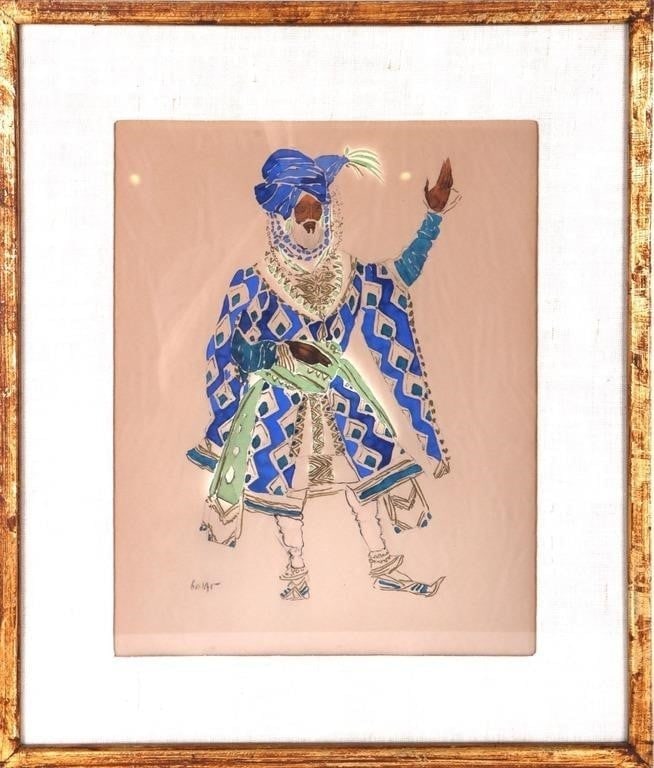 LEON BAKST BALLET RUSSE 'THE SULTAN' GOUACHE (1 of 3)