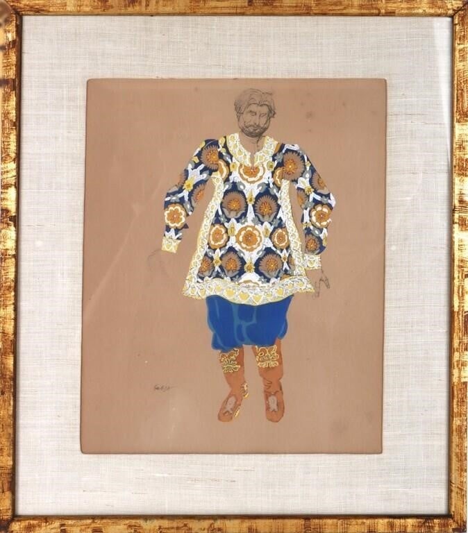 LEON BAKST EMBROIDERED SHI FOR SADKO GOUACHE (1 of 3)
