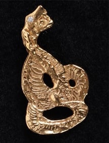 14K YELLOW GOLD DIAMOND COILED SNAKE PENDANT