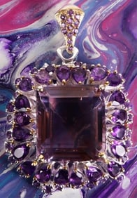 HUGE ORNATE AMETHYST LADIES STERLING PENDANT