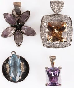 STERLING SILVER PENDANTS W/ AMETHYST TOPAZ IOLITE