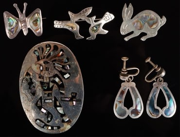 MEXICAN STERLING SILVER & ALPACA ABALONE JEWELRY